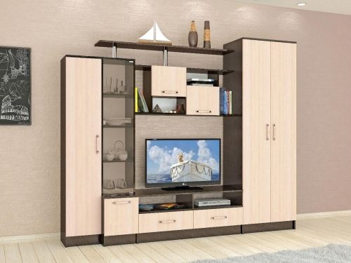 Стенка в гостиную Оскар 5 (Тэкс) Венге / Дуб молочный | Интернет магазин мебели Шкафон